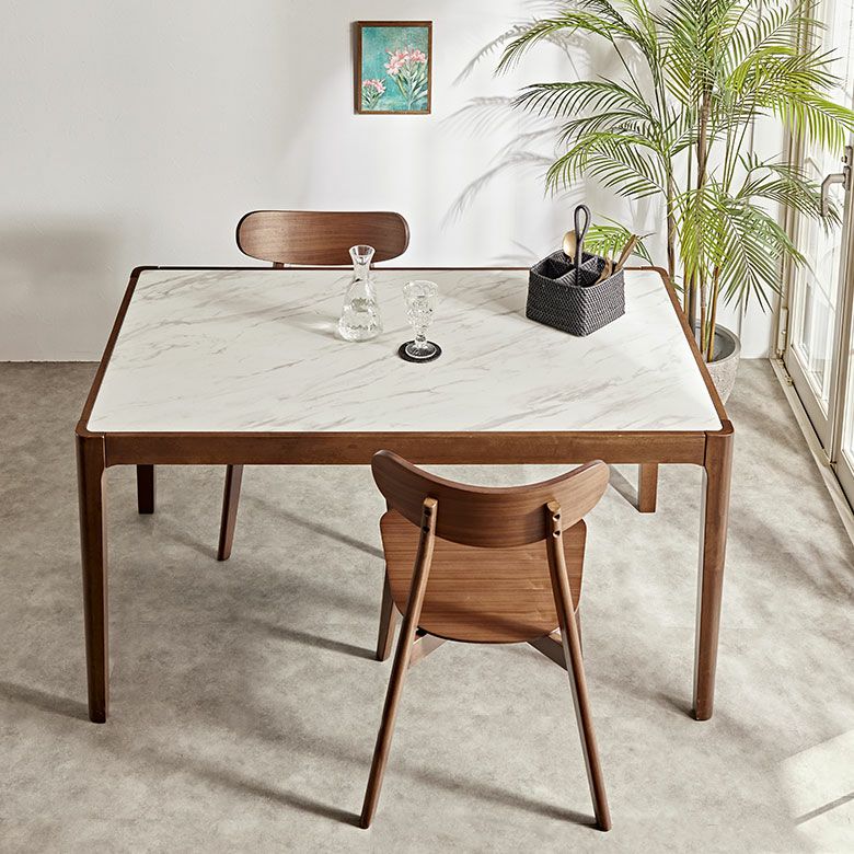 天然石を超える新素材天板と 天然ラバーウッドの大理石柄ダイニング