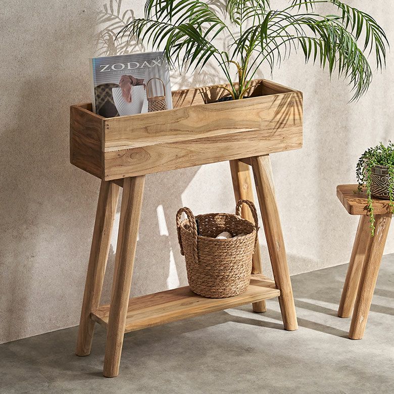 プランタースタンド 脚付き プランター シェルフ 天然木 木製 ウッド
