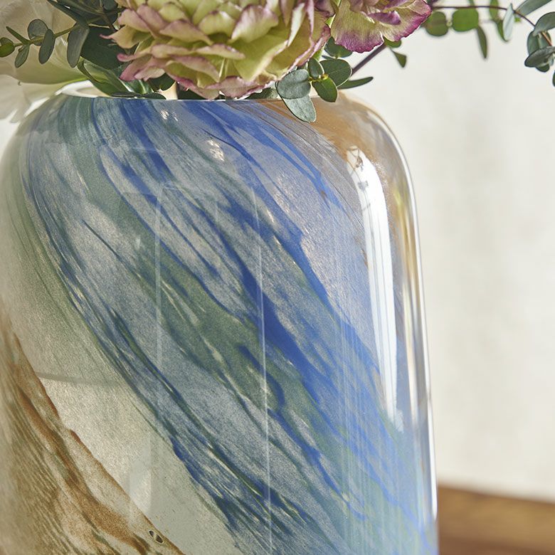 フラワーベース 花瓶 花びん 水入れ可 マーブル トール 約 W 15.5cm D