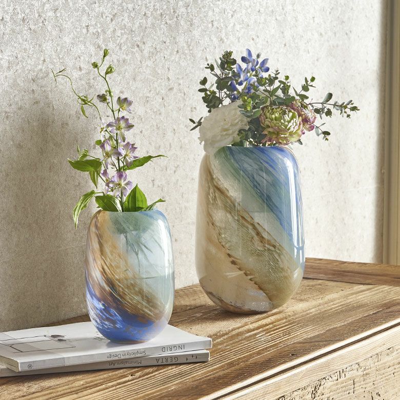 フラワーベース 花瓶 花びん 水入れ可 マーブル トール 約 W 15.5cm D