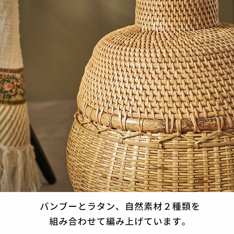 バスケット かご バンブー 竹 深型 壺 つぼ 約 W 29cm D 29cm H 40cm