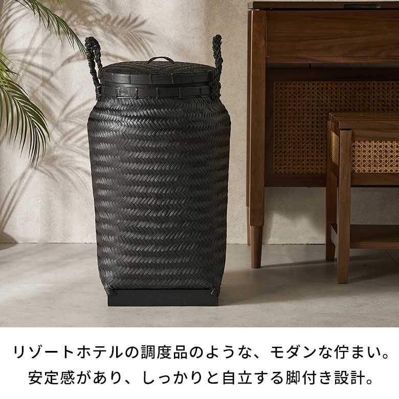 バスケット かご 約 37L バンブー 竹 深型 約 W 30cm D 30cm H 58cm