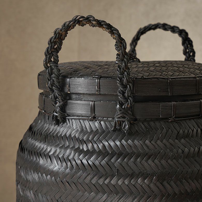 バスケット かご 約 37L バンブー 竹 深型 約 W 30cm D 30cm H 58cm