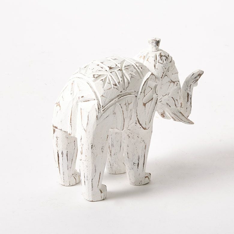 幸運のシンボル木彫り象オブジェ Sサイズ 3カラー展開 約W16×D6×H15cm