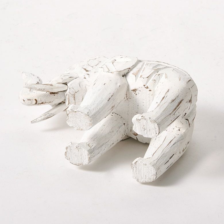 幸運のシンボル木彫り象オブジェ Sサイズ 3カラー展開 約W16×D6×H15cm