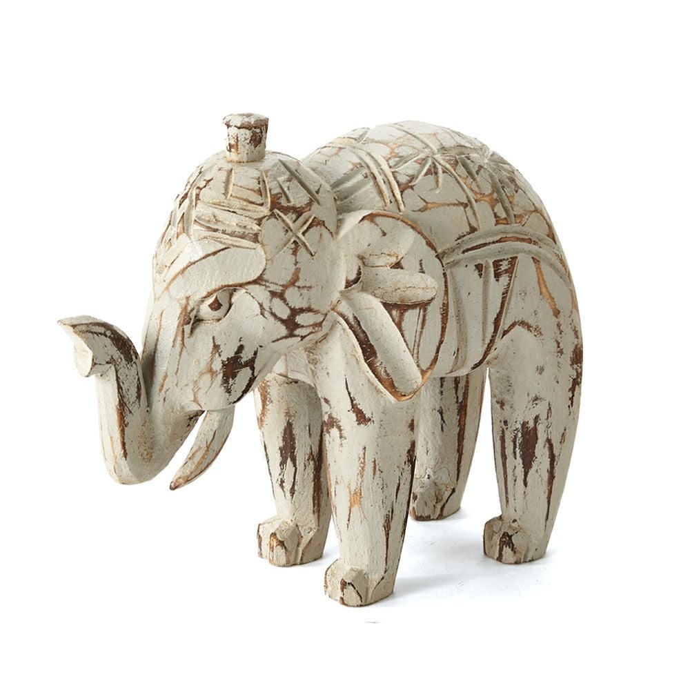 幸運のシンボル木彫り象オブジェ Sサイズ 3カラー展開 約W16×D6×H15cm