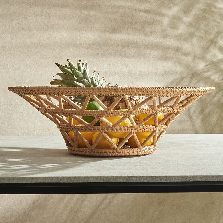 バスケット かご 円形 丸 ラタン 籐 約 W 46cm D 46cm H 15cm かご