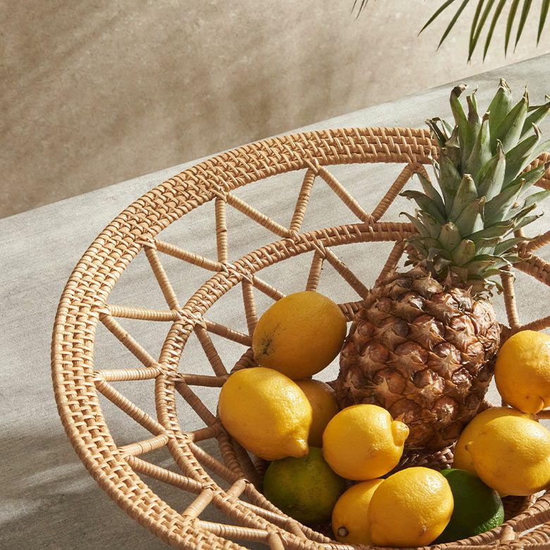 バスケット かご 円形 丸 ラタン 籐 約 W 46cm D 46cm H 15cm かご