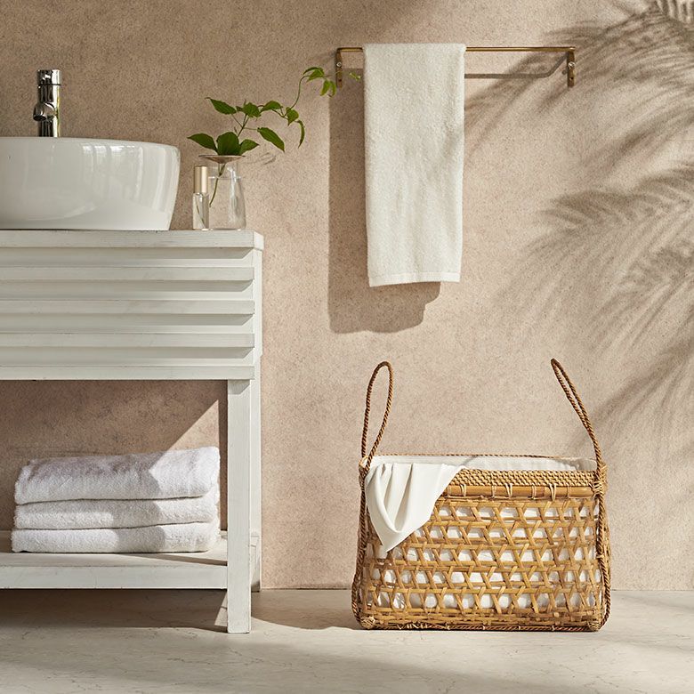 バスケット かご 約 15L ラタン バンブー 籐 竹 約 W 38cm D 26cm H