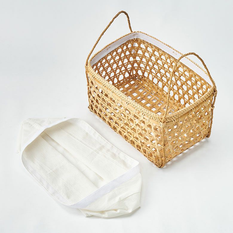 バスケット かご 約 15L ラタン バンブー 籐 竹 約 W 38cm D 26cm H