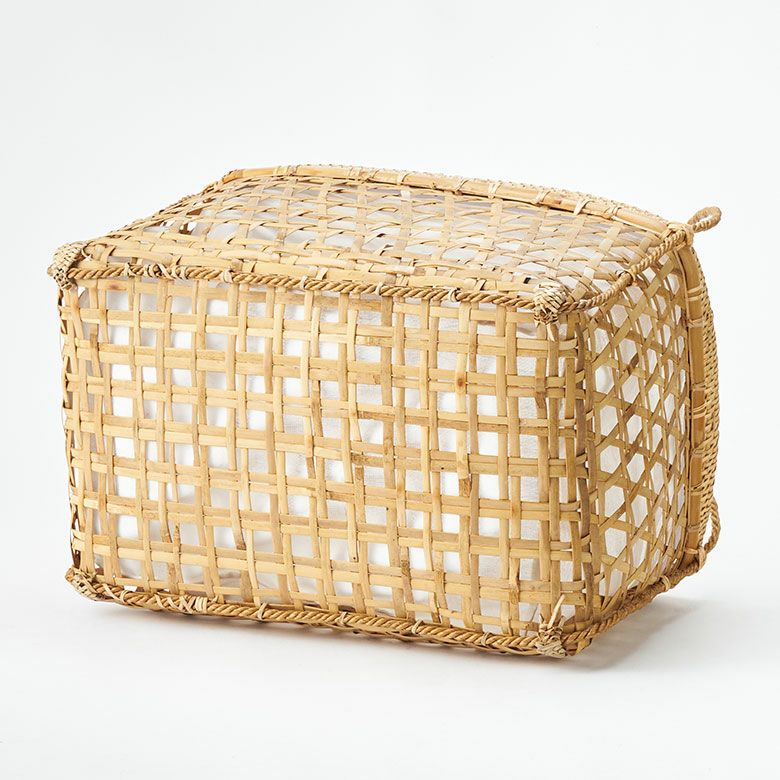 バスケット かご 約 15L ラタン バンブー 籐 竹 約 W 38cm D 26cm H