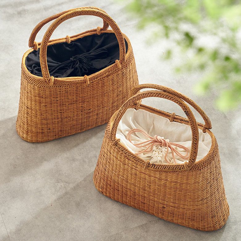 かごバッグ バリ島 アタバッグ 浴衣 巾着付き バッグ バリ アジアン