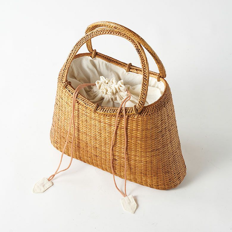 かごバッグ バリ島 アタバッグ 浴衣 巾着付き バッグ バリ アジアン