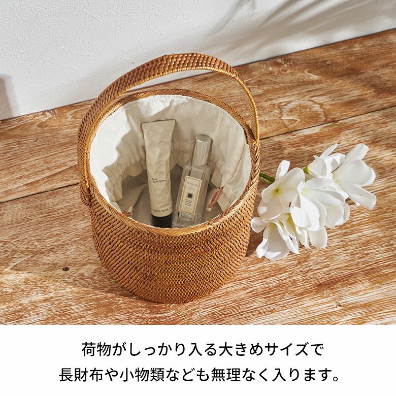 かごバッグ バリ島 アタバッグ 浴衣 巾着付き 筒形 バッグ アジアン