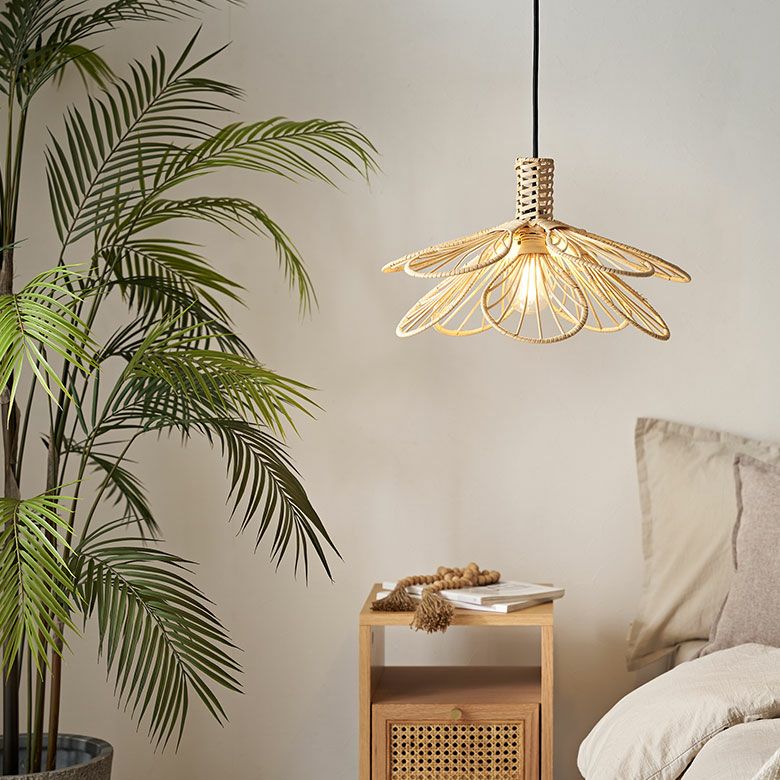 ペンダントライト ランプシェード ラタン 籐 1灯 口金E26 60W LED 対応