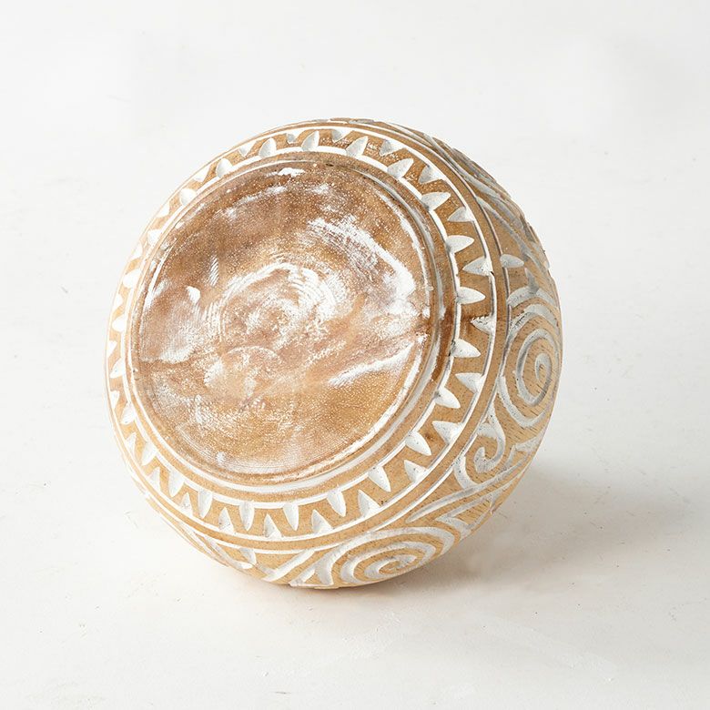 オブジェのような木彫りのアジアン小物入れ Sサイズ [14128]