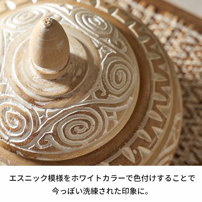 オブジェのような木彫りのアジアン小物入れ Lサイズ [14130]