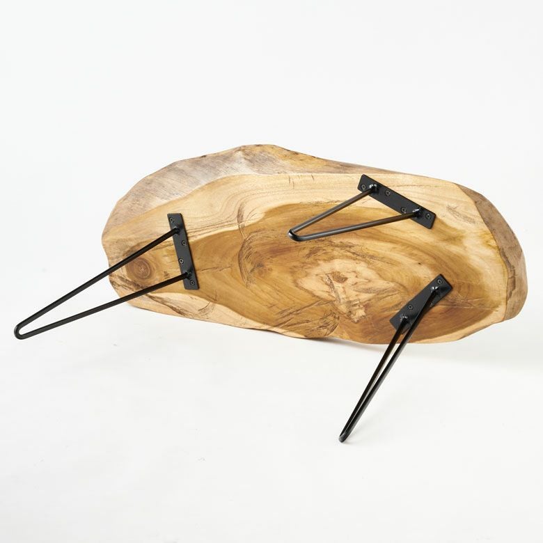 天然木チークウッド無垢材の切り株をそのまま生かして作られたロー