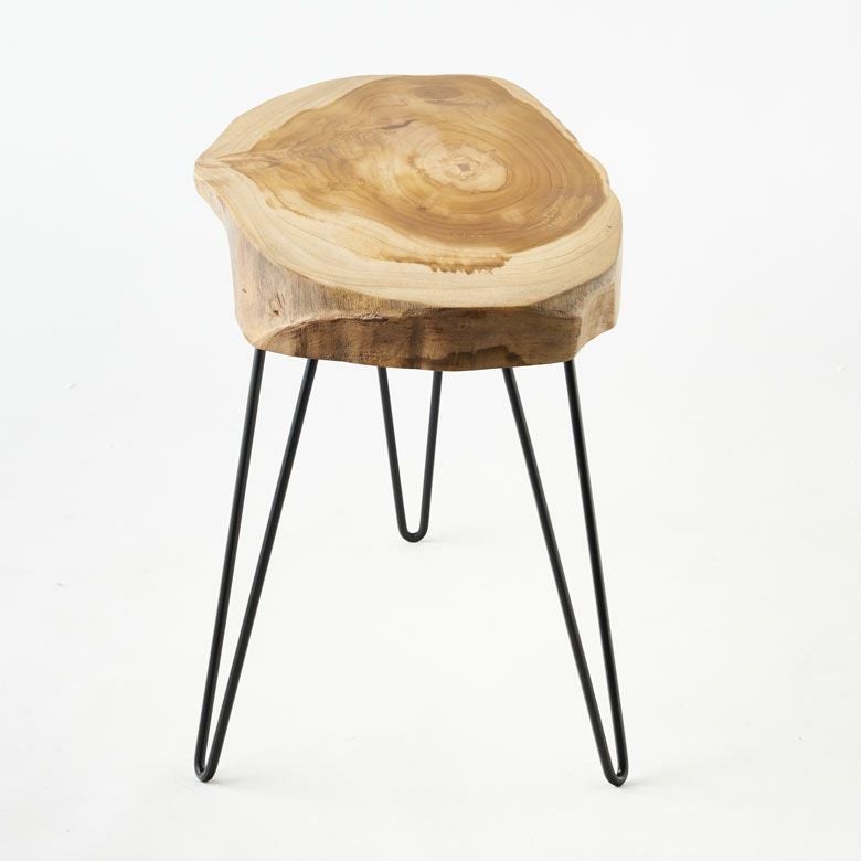 天然木チークウッド無垢材の切り株をそのまま生かして作られたロー