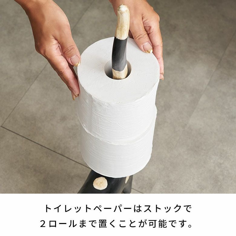 トイレットペーパーホルダー 猫 置物 バリネコ 天然木 木彫り オブジェ