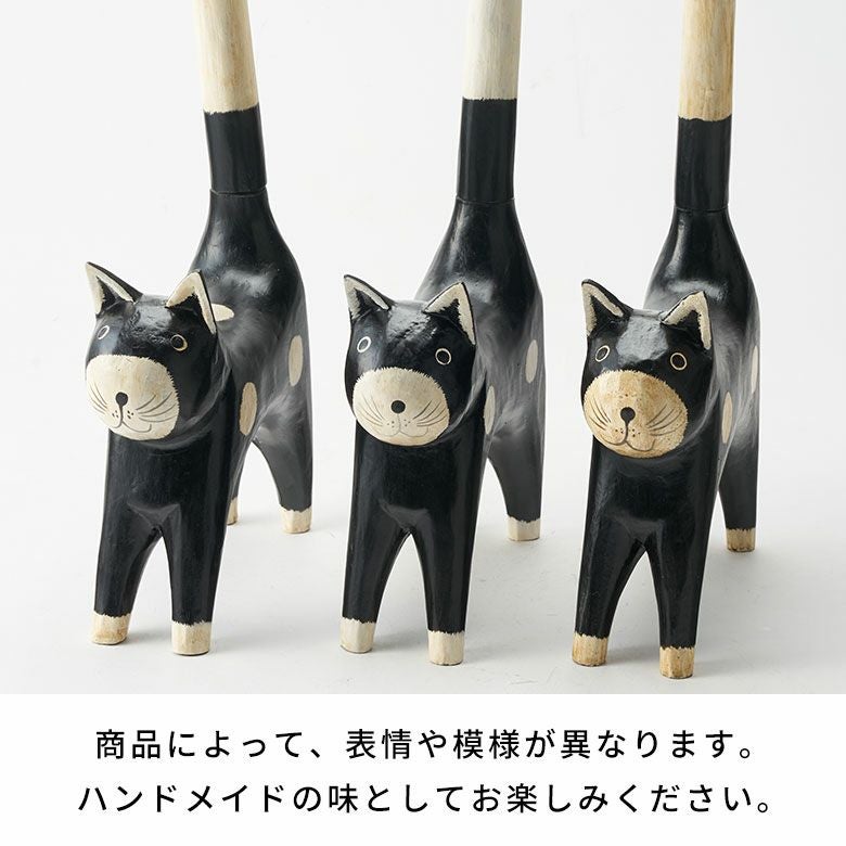 トイレットペーパーホルダー 猫 置物 バリネコ 天然木 木彫り オブジェ