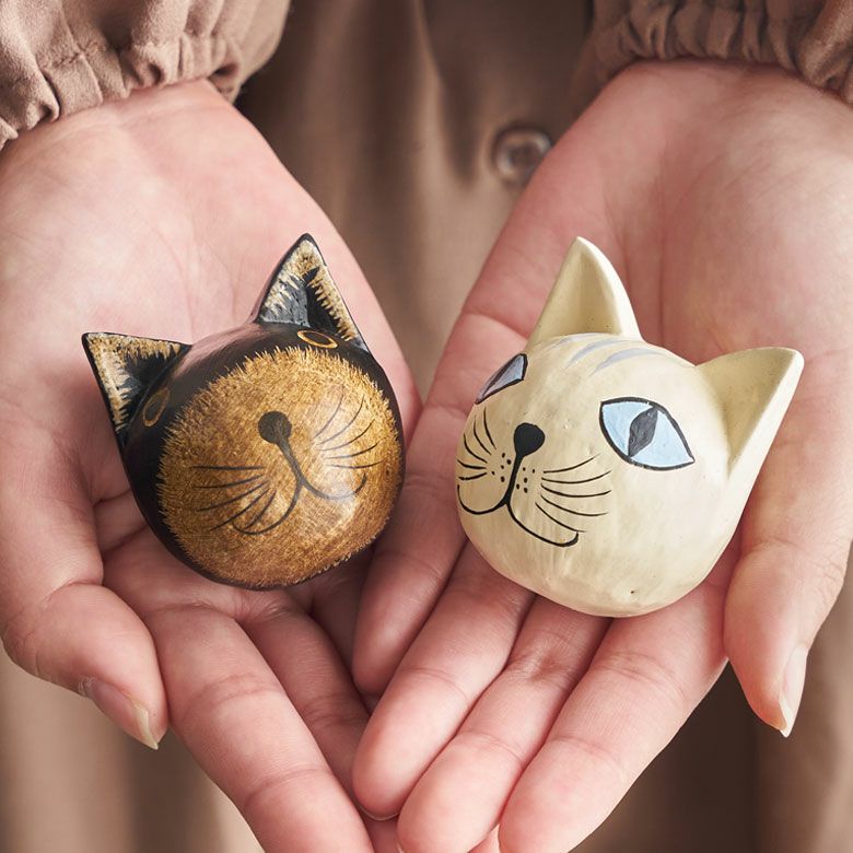 アジアン雑貨 猫 マグネット 木製 インドネシア バリ猫 置物 かわいい