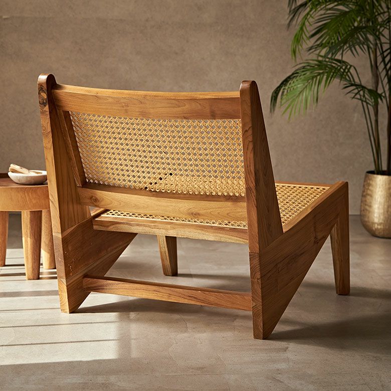 チークとラタンのラウンジチェアー（ピエール・ジャンヌレ カンガルー