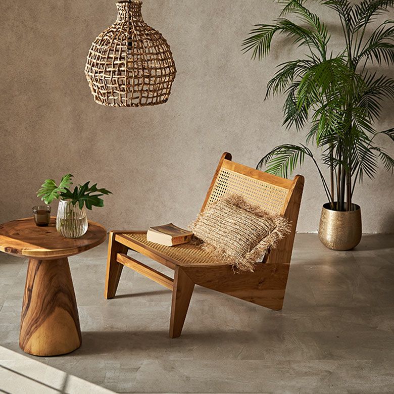 チークとラタンのラウンジチェアー（ピエール・ジャンヌレ カンガルー