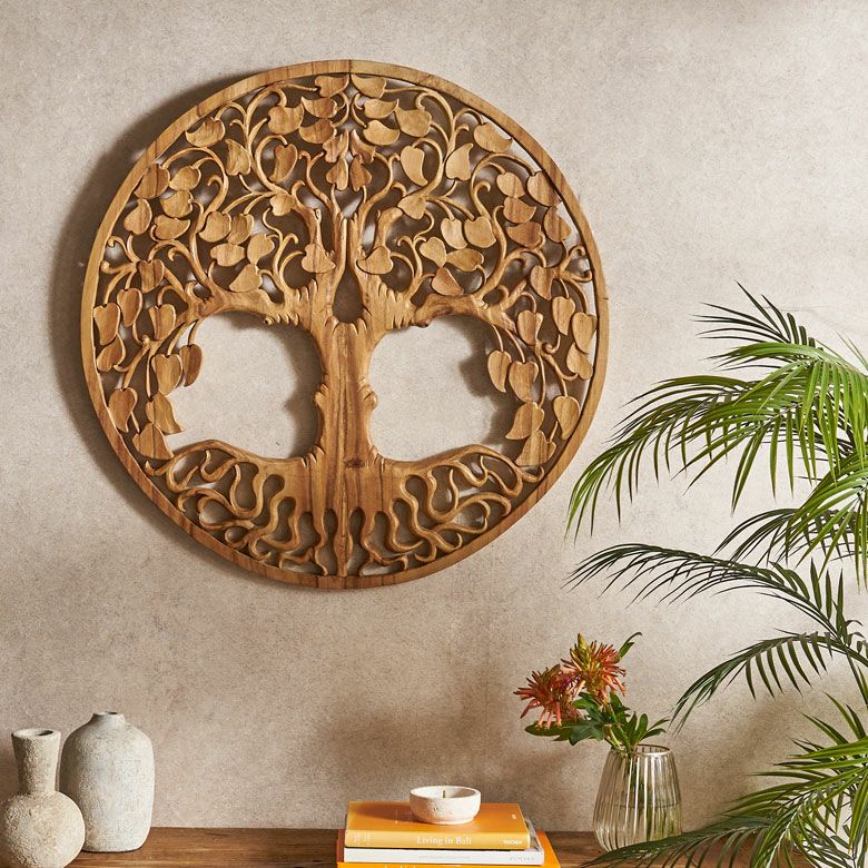 バリ島の職人がハンドメイドで彫った特大サイズのウッドレリーフ