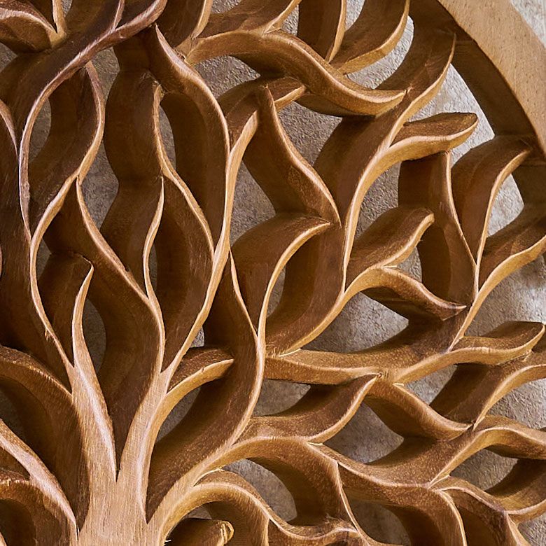 バリ島の職人がハンドメイドで彫った命の木のウッドレリーフ（14218