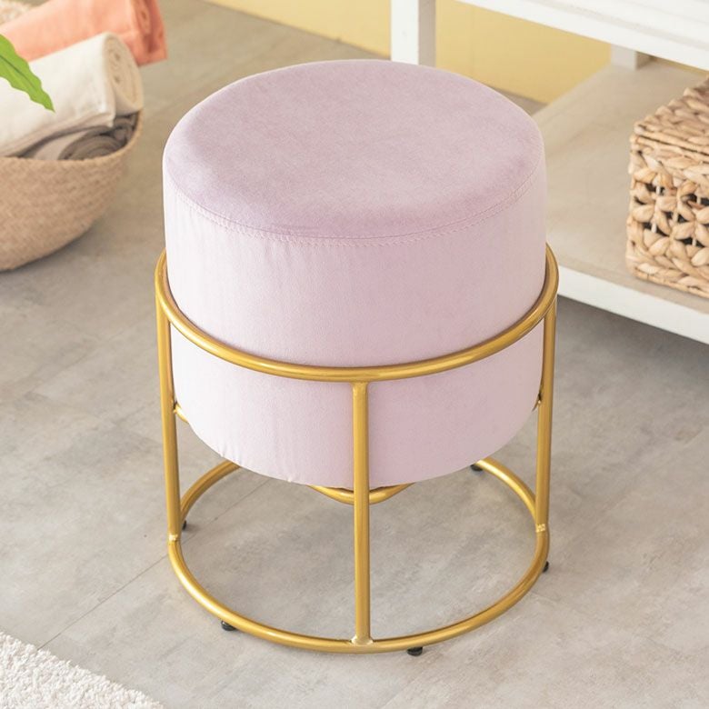スツール 椅子 イス ベルベット 調 グレー ピンク 約 W 37cm D 37cm H