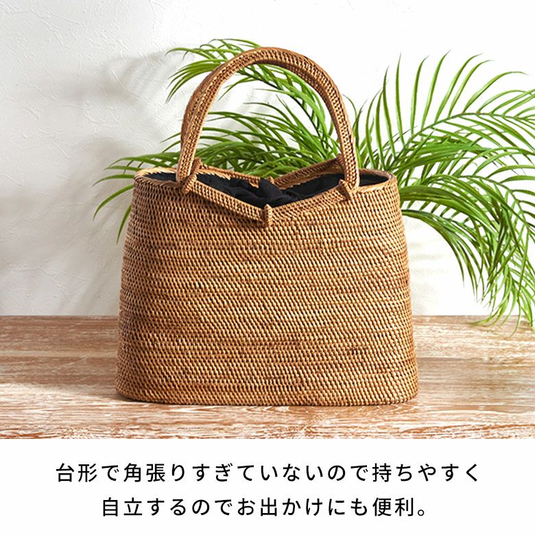 バリ島の天然素材アタで編まれたナチュラルかごバッグ [14280]